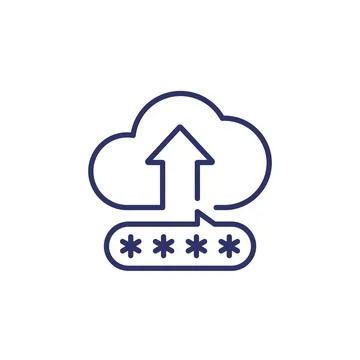 Upload to a secure cloud line icon Stock Illustration