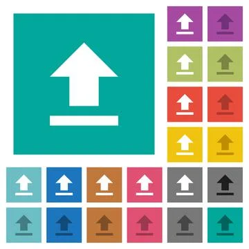 Upload square flat multi colored icons Stock Illustration