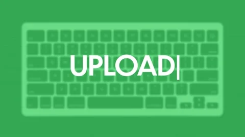 Upload title. Modern flat web template with keyboard template on gray background Stock Footage 205149255