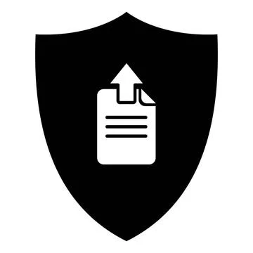 Upload und Schild - Document upload and shield Upload und Schild - Documen... Stock Photos
