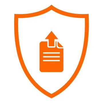 Upload und Schild - Document upload and shield Upload und Schild - Documen... Stock Photos