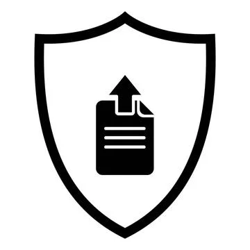 Upload und Schild - Document upload and shield Upload und Schild - Documen... Stock Photos