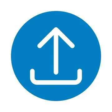 Upload vector icon circle on white background Stock Illustration