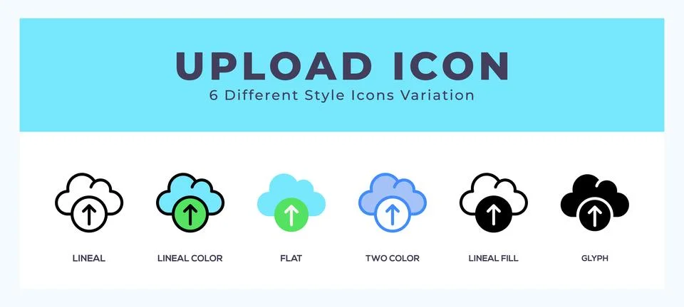Upload vector icon. with different styles vector illustration. Stock Illustration