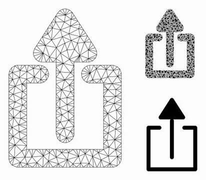 Upload Vector Mesh Network Model and Triangle Mosaic Icon Ilustração Stock
