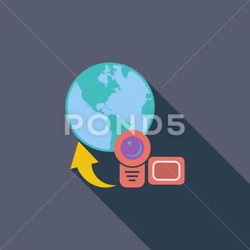 Upload video flat icon Stock Illustration