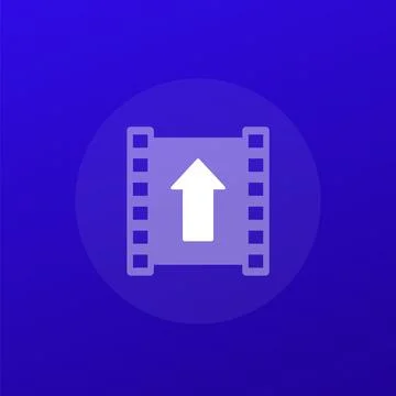 Upload video icon, transparent design Stock Illustration