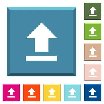 Upload white icons on edged square buttons Illustrazione stock