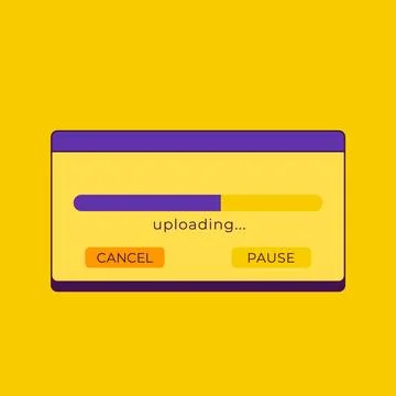 Upload window with progress bar, retro design Stock Illustration