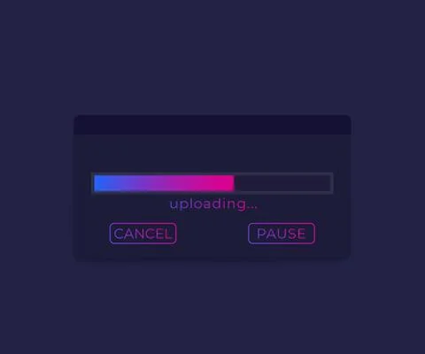 Upload window with progress bar, vector ui design Illustrazione stock