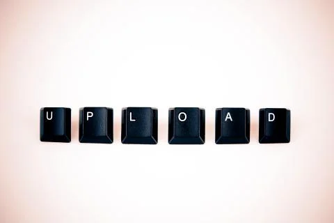 Upload word written with black computer buttons over white Stock Photos