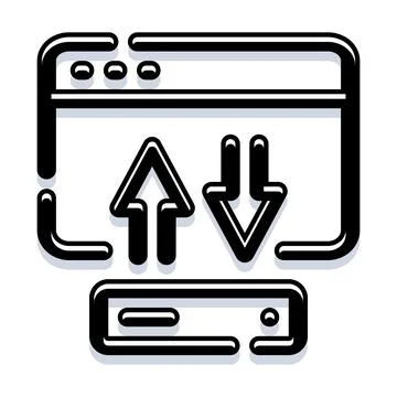 Uploading and downloading data from web browser Stock Illustration