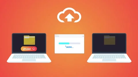 Uploading and downloading of files with help of Cloud computing technology Video stock 240737672