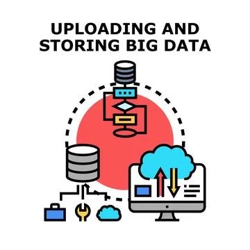 Uploading and storing big data concept illustration 库存插图