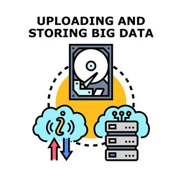 Uploading and storing big data for cloud computing Stock Illustration