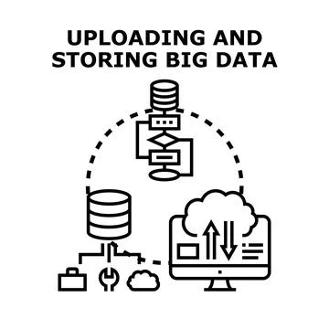 Uploading and storing big data concept illustration Stock Illustration