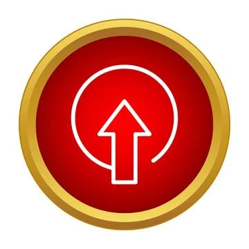 Uploading arrow symbol icon in red circle 스톡 일러스트