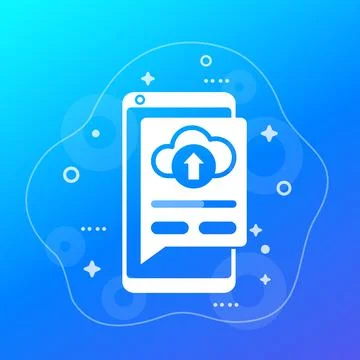 Uploading to cloud icon with a smart phone Stock Illustration