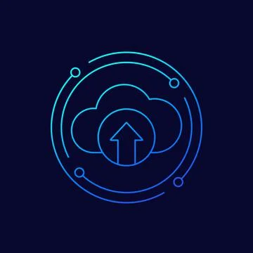 Uploading to a cloud line icon, vector Stock Illustration