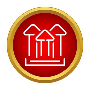 Uploading data arrows icon in red circle Stockillustratie