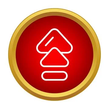 Uploading data button icon on red metallic circle Illustrazione stock