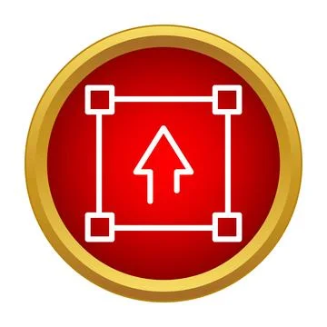 Uploading data button icon in red circle Illustrazione stock