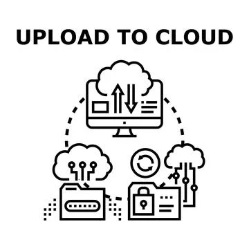 Uploading data to cloud server computing synchronization Stock Illustration