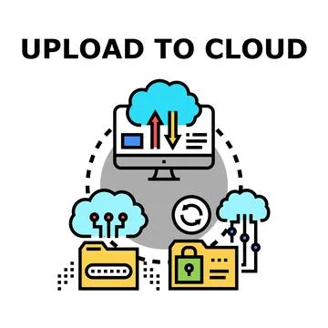 Uploading data to cloud server computing synchronization Stock Illustration