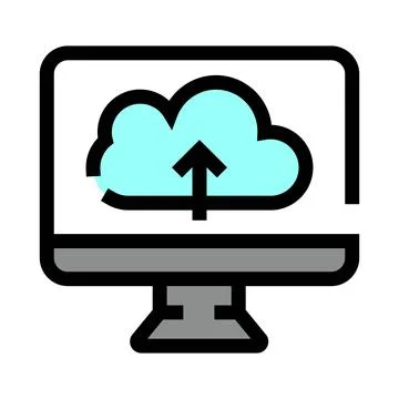 Uploading data to cloud storage from computer Illustrazione stock