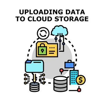 Uploading data to cloud storage concept illustration Illustrazione stock