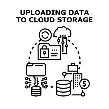 Uploading data to cloud storage concept illustration Stock Illustration