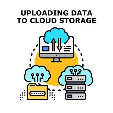Uploading data to cloud storage system vector concept 스톡 일러스트