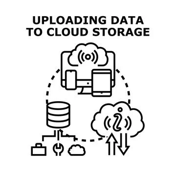Uploading data to cloud storage using different devices Stockillustratie