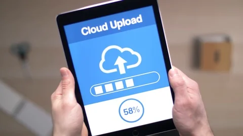 Uploading Data to The Cloud With a Tablet Stock Footage 88341170