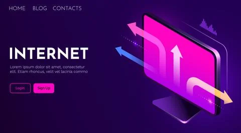 Uploading data from a computer. Futuristic background. Stock Illustration