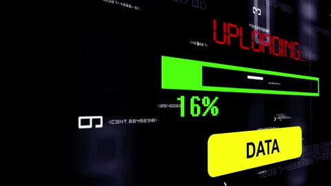 Uploading Data Progress Bar on Futuristic Digital Technology Interface Stock Footage 339244716