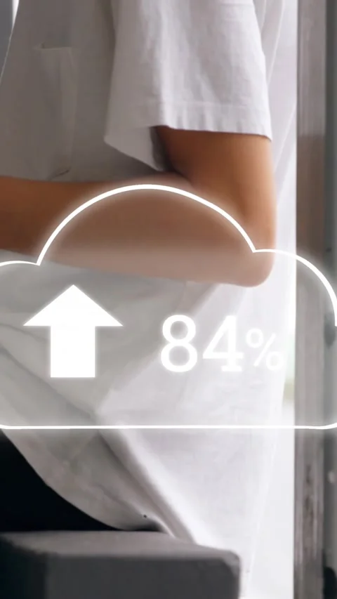 Uploading in the digital cloud 4k Stock Footage 324785952