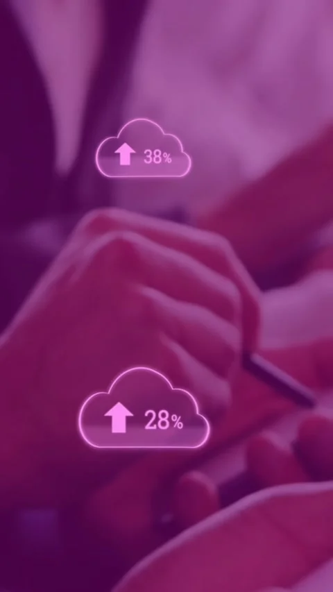Uploading in the digital cloud using a mobile phone 4k Stock Footage 324785770