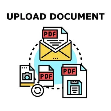 Uploading digital document files to cloud storage Illustrazione stock