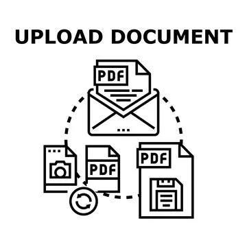 Uploading digital document files to cloud storage Stock Illustration