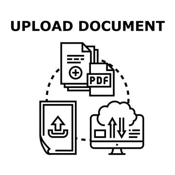 Uploading document to file storage cloud computing system Illustrazione stock
