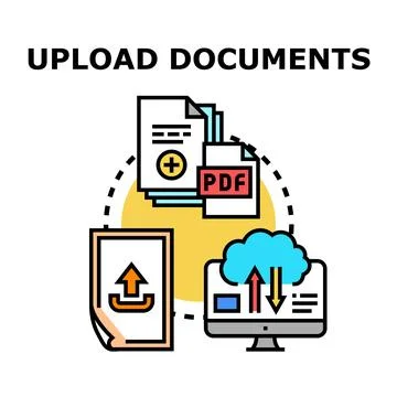 Uploading documents to cloud storage for digital management Stockillustratie