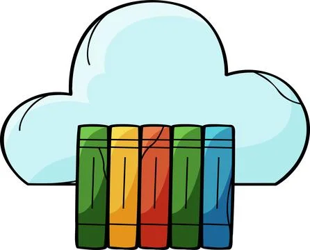 Uploading Education Book to Cloud Illustration - Digital Resource Sharing Stock Illustration