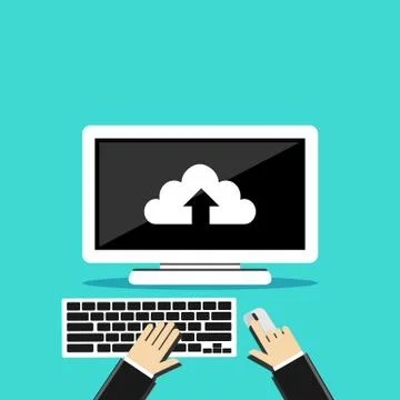 Uploading file. Upload document process. Stock Illustration