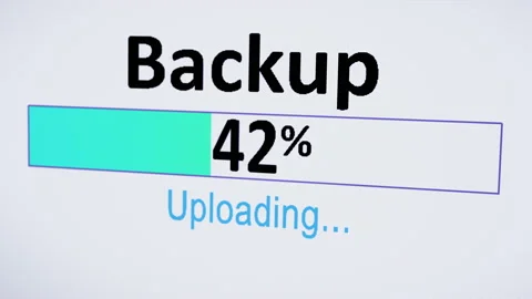 Uploading files in a Backup plan. Selective focus and screen pixel effect Video stock 150883231