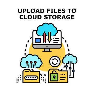 Uploading files to cloud storage concept Stock Illustration