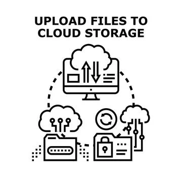 Uploading files to cloud storage concept Illustrazione stock