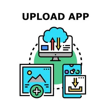 Uploading files to cloud storage mobile application Stock Illustration
