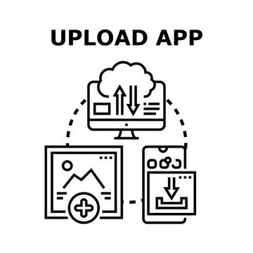 Uploading files to cloud storage mobile application Stock Illustration