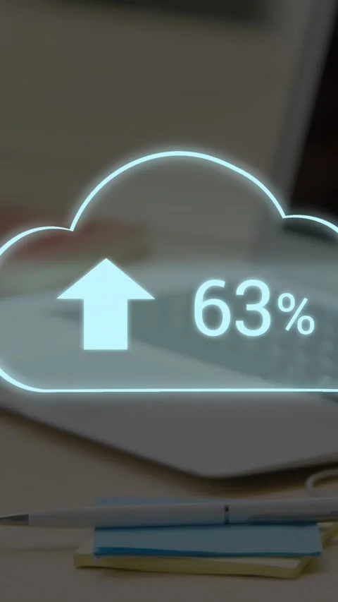 Uploading files in the digital cloud 4k Stock Footage 324785953